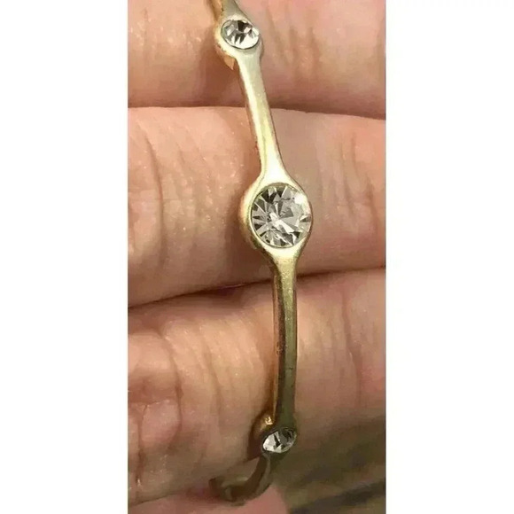 Lia Sophia Gold Tone with Round Inlayed Rhinestone Bangle Bracelet Stackable - Picture 9 of 11